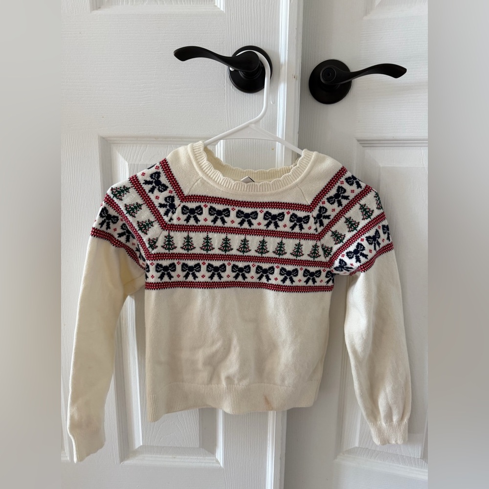 Janie and Jack Cream Sweater with Festive Patterns